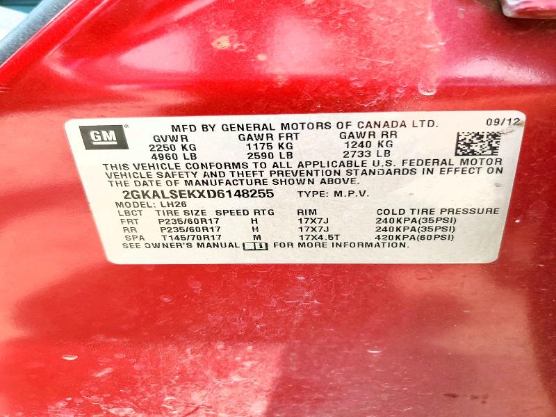 2013 Gmc Terrain მანქანა იყიდება აუქციონზე, vin: 2GKALSEKXD6148255, აუქციონის ნომერი: 58452906