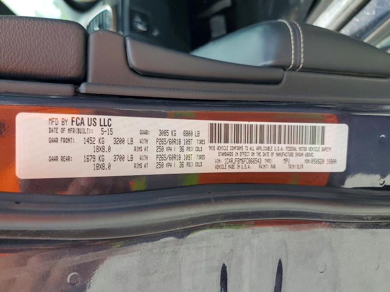 Продаж на аукціоні авто 2015 Jeep Grand Cherokee, vin: 1C4RJFBM6FC866543, номер лоту: 56828946