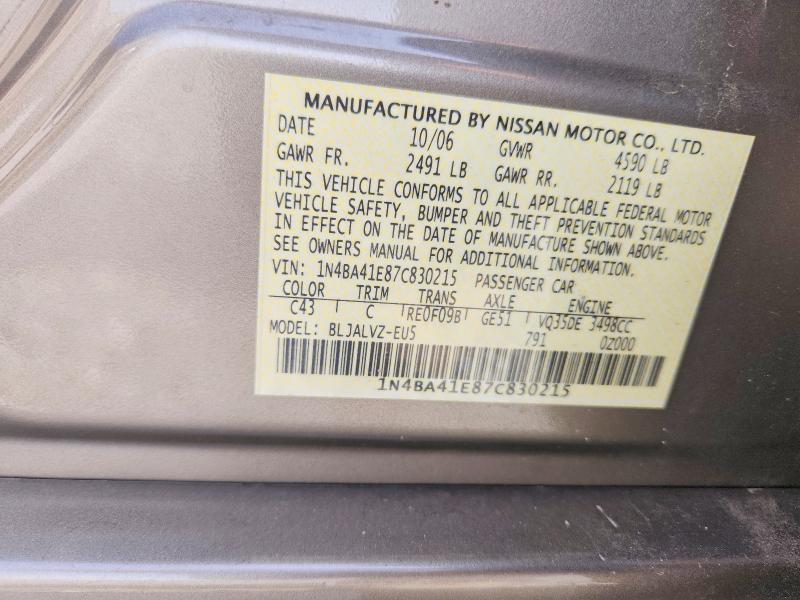 Aukcja sprzedaży 2007 Nissan Maxima, vin: 1N4BA41E87C830215, numer aukcji: 56087836