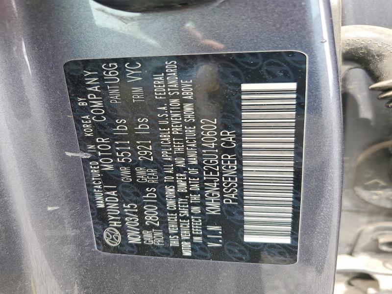 58310086 :رقم المزاد ، KMHGN4JE2GU140602 vin ، 2016 Hyundai Genesis مزاد بيع