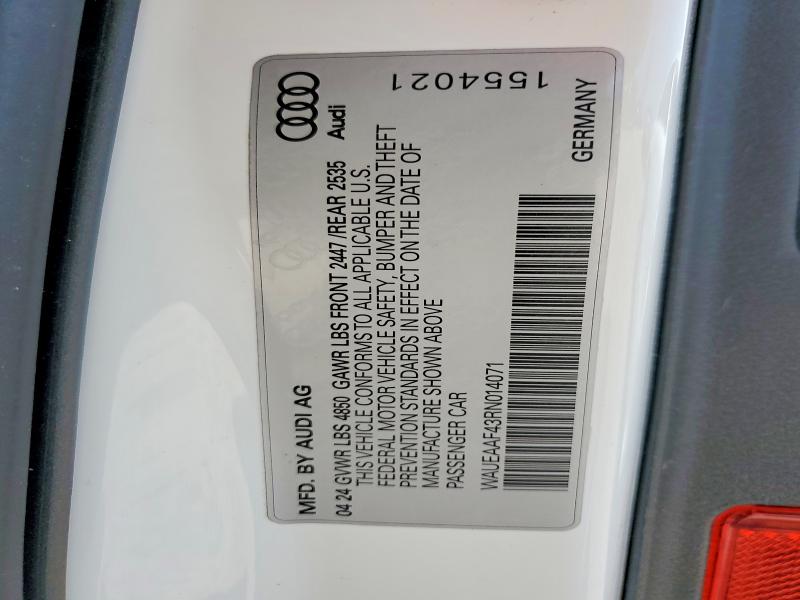 Продаж на аукціоні авто 2024 Audi A4, vin: WAUEAAF43RN014071, номер лоту: 58334496