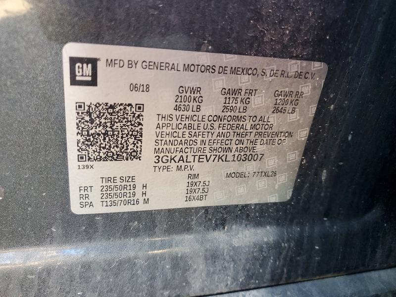 57019896 :رقم المزاد ، 3GKALTEV7KL103007 vin ، 2019 Gmc Terrain مزاد بيع