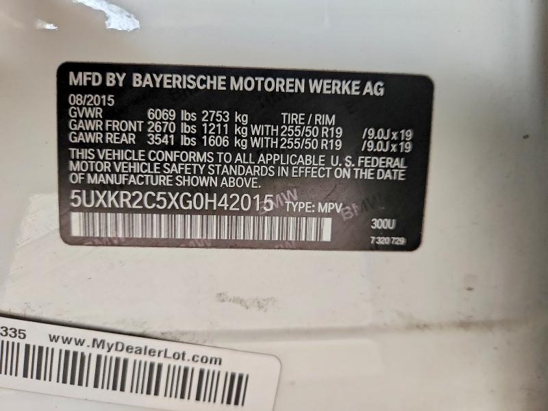 Aukcja sprzedaży 2016 Bmw X5, vin: 5UXKR2C5XG0H42015, numer aukcji: 58636736