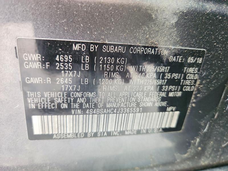 Aukcja sprzedaży 2018 Subaru Outback, vin: 4S4BSAHC4J3365591, numer aukcji: 55380916