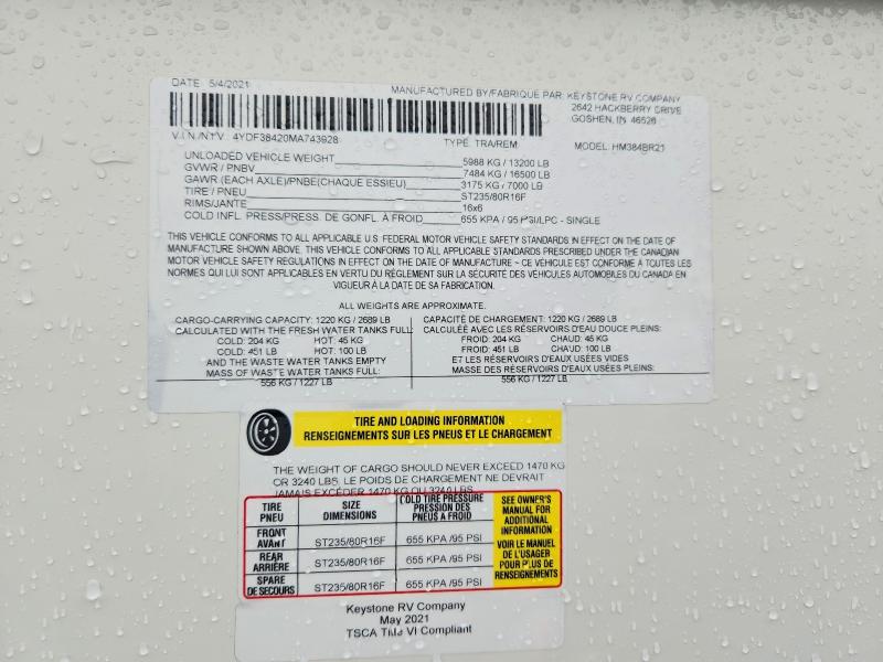 Продажа на аукционе авто 2021 Keystone Montana, vin: 4YDF38420MA743928, номер лота: 58190116