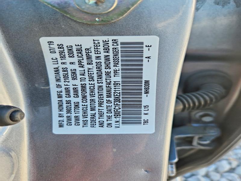 Продажа на аукционе авто 2019 Honda Civic, vin: 19XFC1F38KE211191, номер лота: 57216336