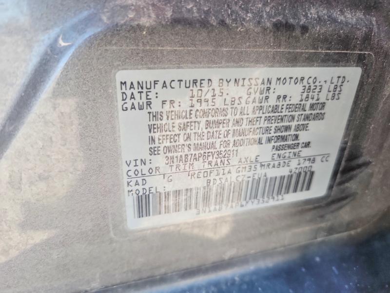 Продажа на аукционе авто 2015 Nissan Sentra, vin: 3N1AB7AP6FY352911, номер лота: 57010346