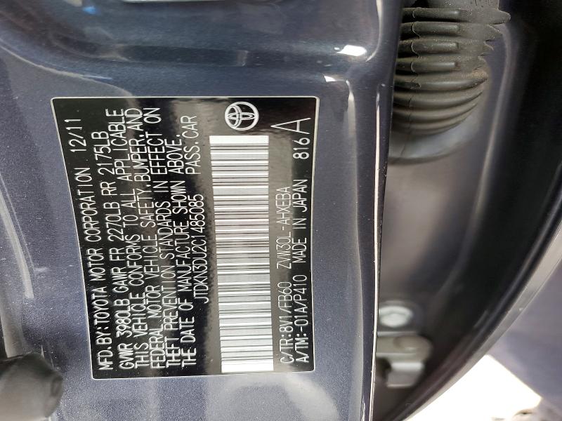 56353176 :رقم المزاد ، JTDKN3DU2C1485085 vin ، 2012 Toyota Prius مزاد بيع