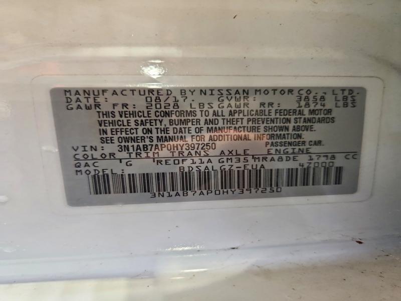 77248915 :رقم المزاد ، 3N1AB7AP0HY397250 vin ، 2017 Nissan Sentra مزاد بيع