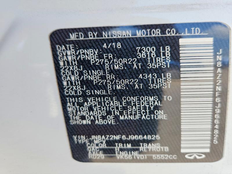 Aukcja sprzedaży 2018 Infiniti Qx80, vin: JN8AZ2NF6J9664825, numer aukcji: 55802506