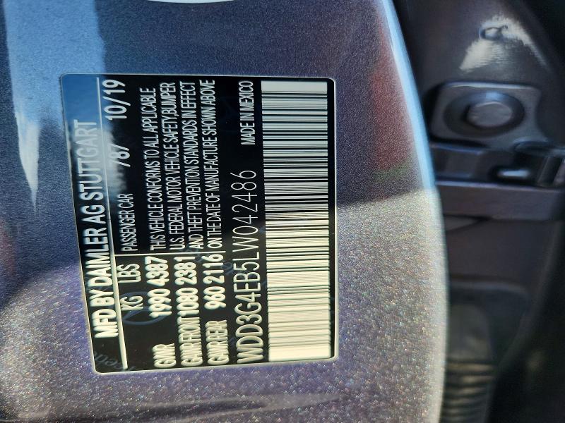 Aukcja sprzedaży 2020 Mercedes-benz A, vin: WDD3G4EB5LW042486, numer aukcji: 58147046
