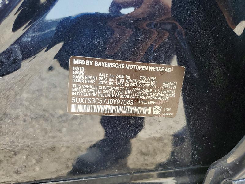 Aukcja sprzedaży 2018 Bmw X3, vin: 5UXTS3C57J0Y97043, numer aukcji: 58458036