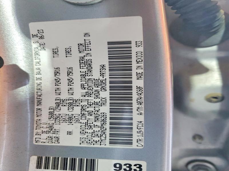 50739836 :رقم المزاد ، 3TMCZ5AN2PM606269 vin ، 2023 Toyota Tacoma مزاد بيع