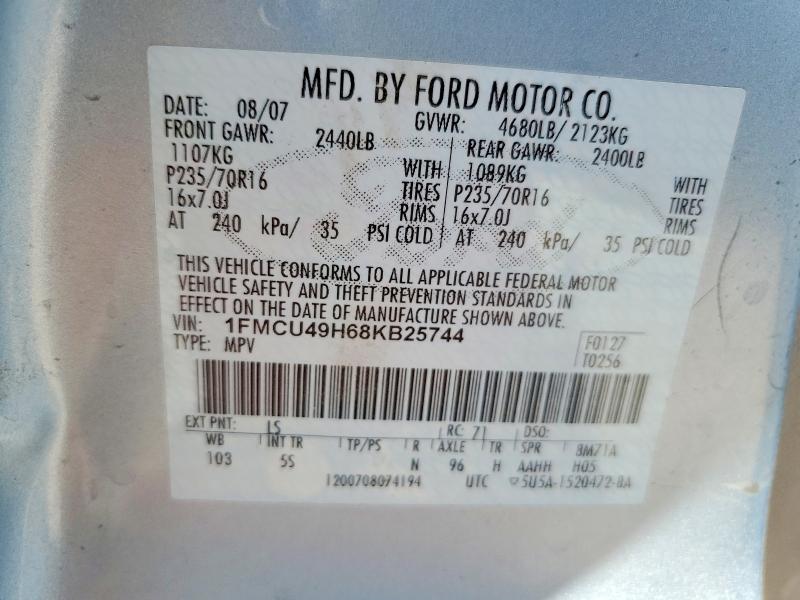 Продажа на аукционе авто 2008 Ford Escape, vin: 1FMCU49H68KB25744, номер лота: 57817966