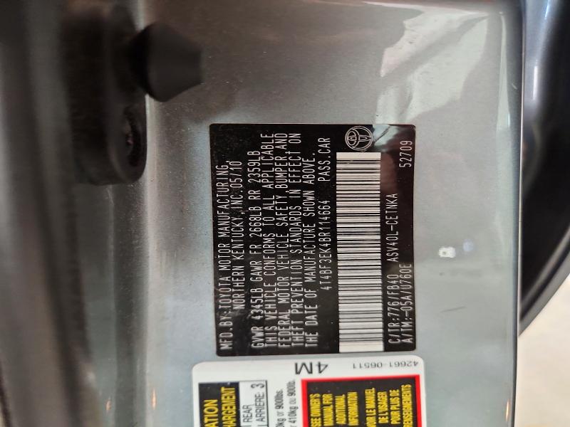 2011 Toyota Camry მანქანა იყიდება აუქციონზე, vin: 4T4BF3EK4BR114664, აუქციონის ნომერი: 56258216