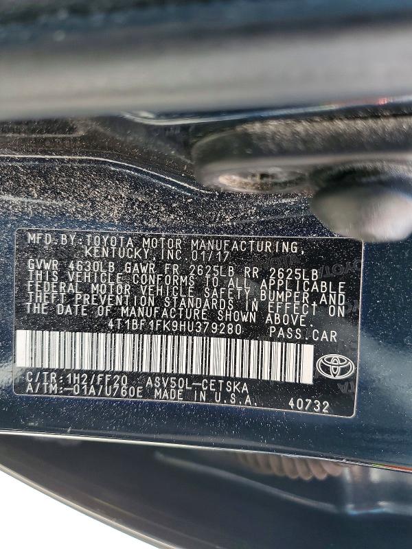 Продажа на аукционе авто 2017 Toyota Camry, vin: 4T1BF1FK9HU379280, номер лота: 58746686