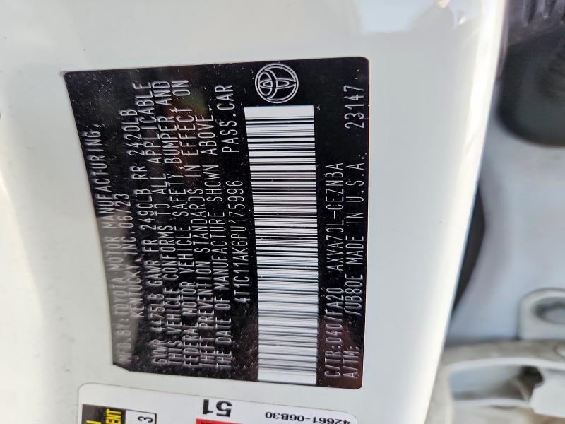 2023 Toyota Camry მანქანა იყიდება აუქციონზე, vin: 4T1C11AK6PU175996, აუქციონის ნომერი: 56368456