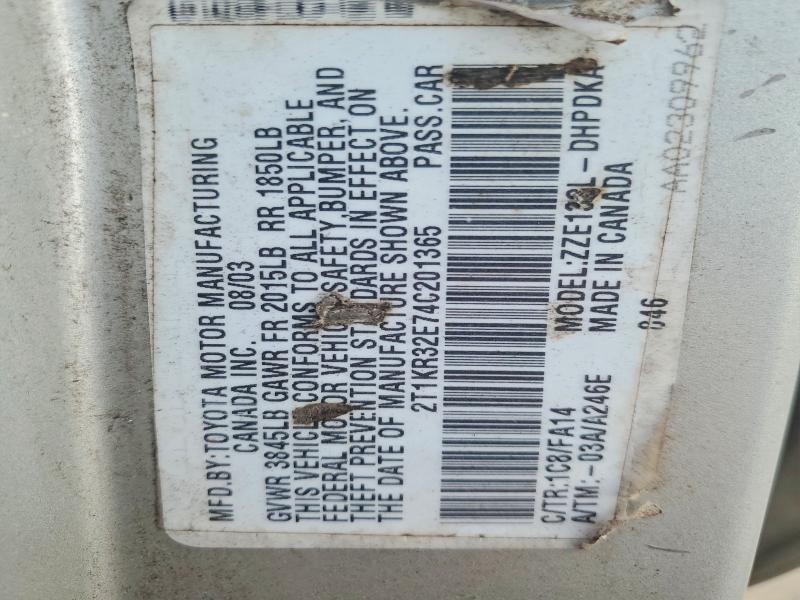 55957726 :رقم المزاد ، 2T1KR32E74C201365 vin ، 2004 Toyota Corolla Matrix مزاد بيع
