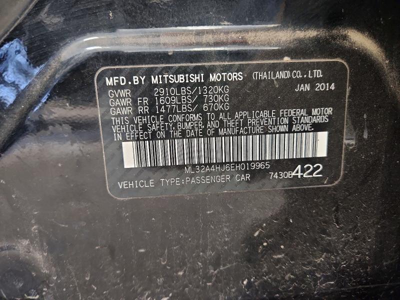 Aukcja sprzedaży 2014 Mitsubishi Mirage, vin: ML32A4HJ6EH019965, numer aukcji: 56594566
