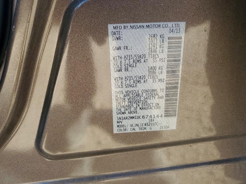 Продажа на аукционе авто 2013 Nissan Pathfinder, vin: 5N1AR2MM1DC674144, номер лота: 55771056