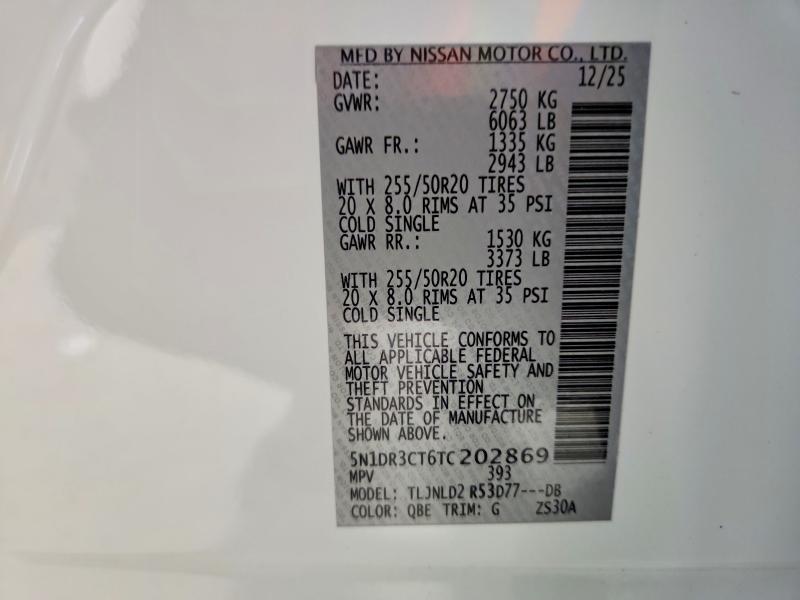 57385516 :رقم المزاد ، 5N1DR3CT6TC202869 vin ، 2026 Nissan Pathfinder مزاد بيع