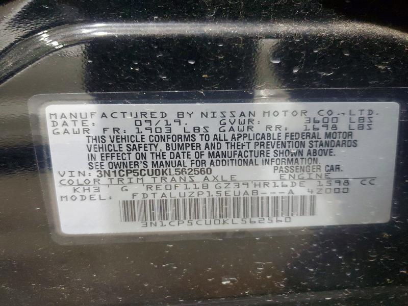 Продажа на аукционе авто 2019 Nissan Kicks, vin: 3N1CP5CU0KL562560, номер лота: 57431006