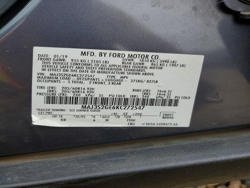 58266346 :رقم المزاد ، MAJ3S2GE6KC272547 vin ، 2019 Ford Eco Sport مزاد بيع