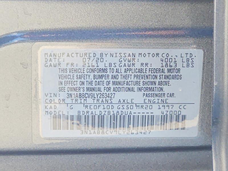 Aukcja sprzedaży 2020 Nissan Sentra, vin: 3N1AB8CV9LY263427, numer aukcji: 58434326