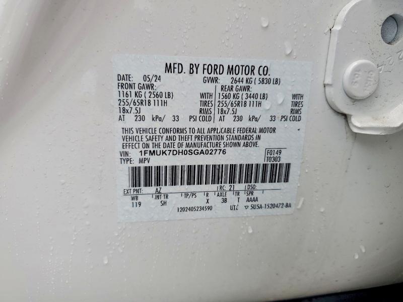 57669856 :رقم المزاد ، 1FMUK7DH0SGA02776 vin ، 2025 Ford Explorer مزاد بيع