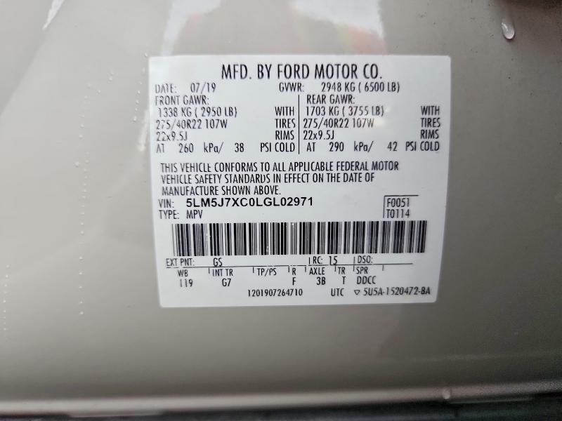 Продаж на аукціоні авто 2020 Lincoln Aviator, vin: 5LM5J7XC0LGL02971, номер лоту: 58267866