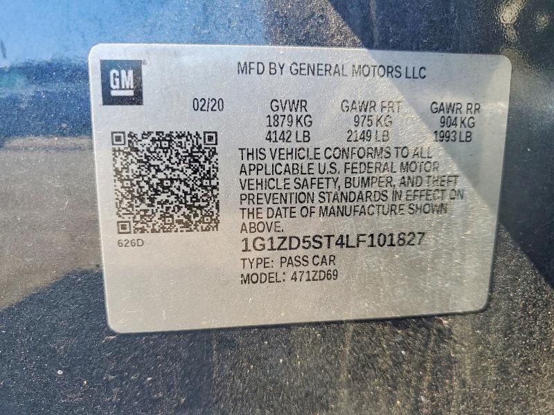 56178626 :رقم المزاد ، 1G1ZD5ST4LF101827 vin ، 2020 Chevrolet Malibu مزاد بيع