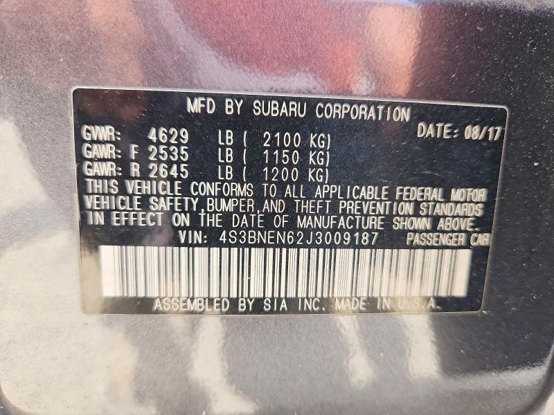 Продажа на аукционе авто 2018 Subaru Legacy, vin: 4S3BNEN62J3009187, номер лота: 58886926