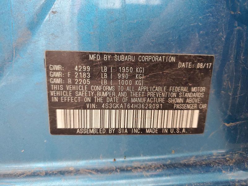 58458546 :رقم المزاد ، 4S3GKAT64H3629091 vin ، 2017 Subaru Impreza مزاد بيع
