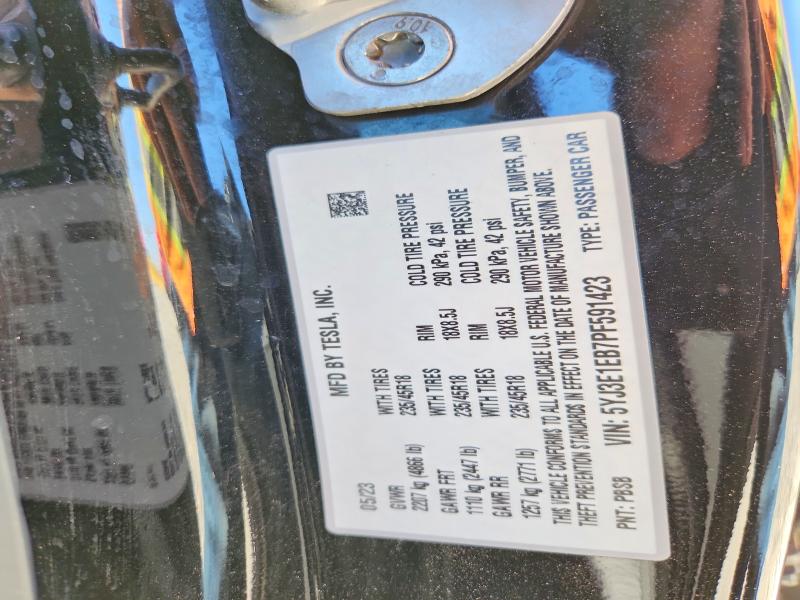Продаж на аукціоні авто 2023 Tesla Model 3, vin: 5YJ3E1EB7PF591423, номер лоту: 57402796