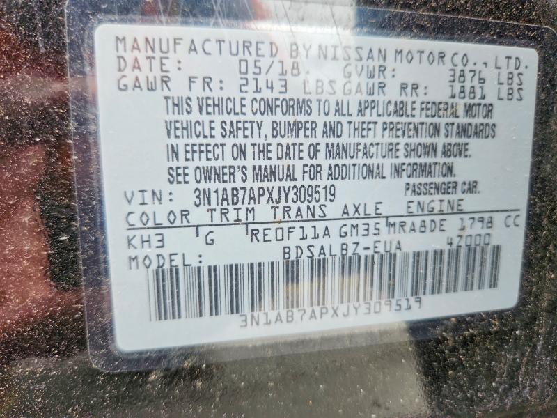 Продаж на аукціоні авто 2018 Nissan Sentra, vin: 3N1AB7APXJY309519, номер лоту: 58067446
