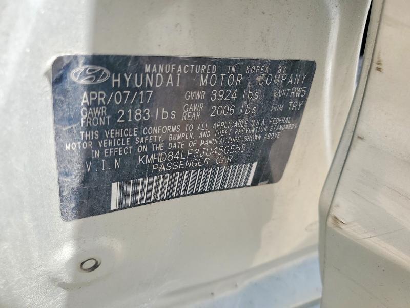 2018 Hyundai Elantra მანქანა იყიდება აუქციონზე, vin: KMHD84LF3JU450555, აუქციონის ნომერი: 59105166