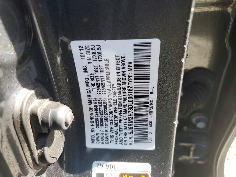 Продажа на аукционе авто 2013 Honda Cr-v, vin: 5J6RM3H73DL006162, номер лота: 58480046
