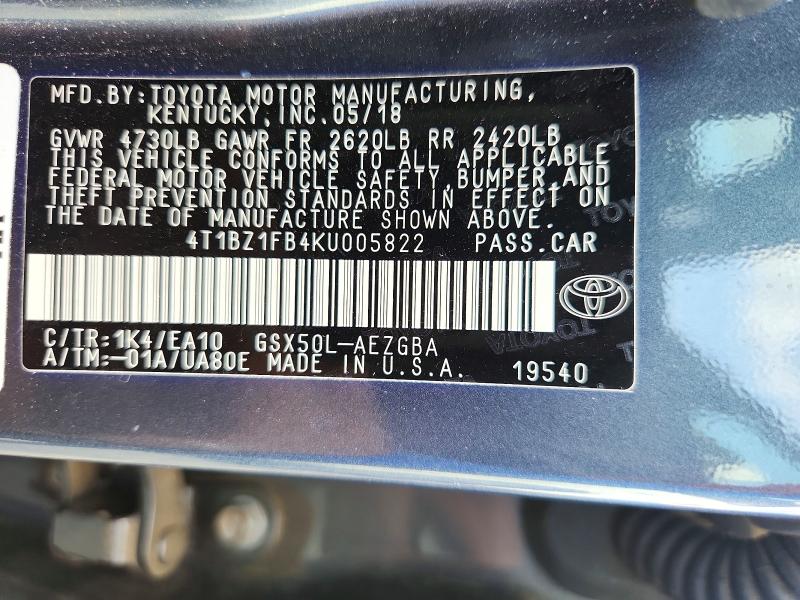 Продажа на аукционе авто 2019 Toyota Avalon, vin: 4T1BZ1FB4KU005822, номер лота: 54264346