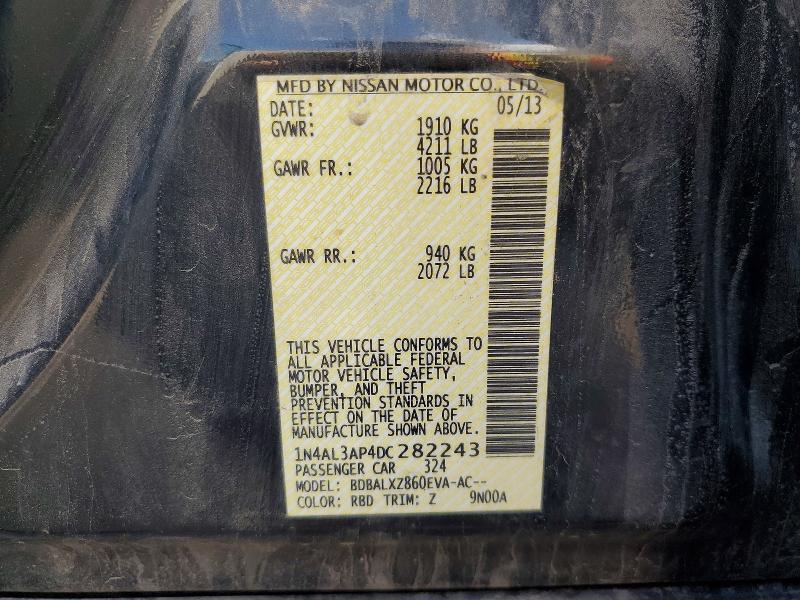 2013 Nissan Altima მანქანა იყიდება აუქციონზე, vin: 1N4AL3AP4DC282243, აუქციონის ნომერი: 58663396