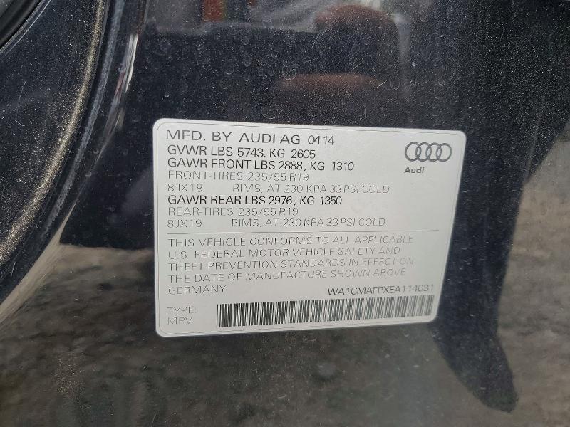 Aukcja sprzedaży 2014 Audi Q5, vin: WA1CMAFPXEA114031, numer aukcji: 58771636