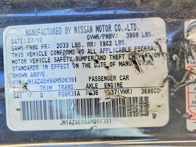 55739746 :رقم المزاد ، JN1AZ4EH9AM506391 vin ، 2010 Nissan 370z مزاد بيع
