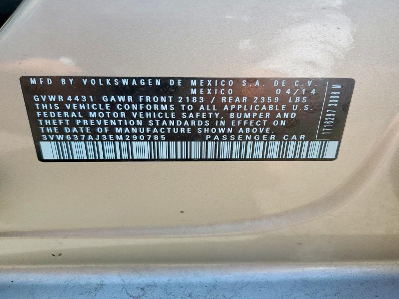 Aukcja sprzedaży 2014 Volkswagen Jetta, vin: 3VW637AJ3EM290785, numer aukcji: 56129436
