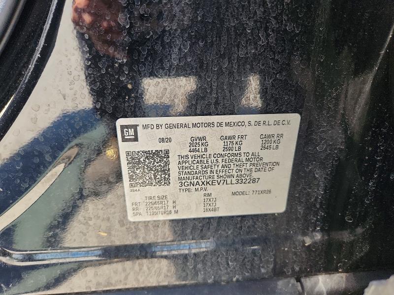 Продаж на аукціоні авто 2020 Chevrolet Equinox, vin: 3GNAXKEV7LL332287, номер лоту: 56303806