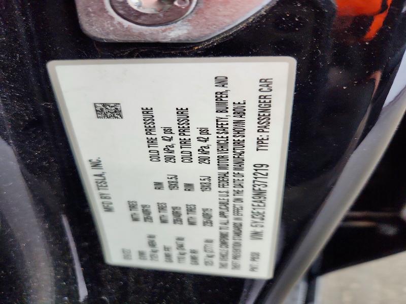 2022 Tesla Model 3 მანქანა იყიდება აუქციონზე, vin: 5YJ3E1EA9NF371219, აუქციონის ნომერი: 56944036