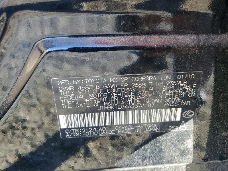 2010 Lexus Es მანქანა იყიდება აუქციონზე, vin: JTHBK1EG4A2373187, აუქციონის ნომერი: 55734196