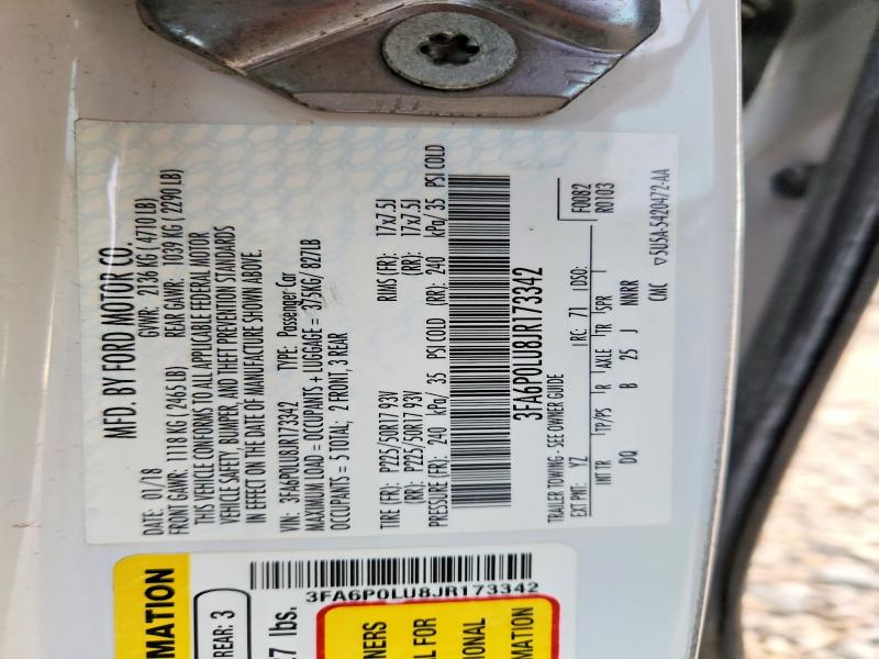 2018 Ford Fusion მანქანა იყიდება აუქციონზე, vin: 3FA6P0LU8JR173342, აუქციონის ნომერი: 58156516