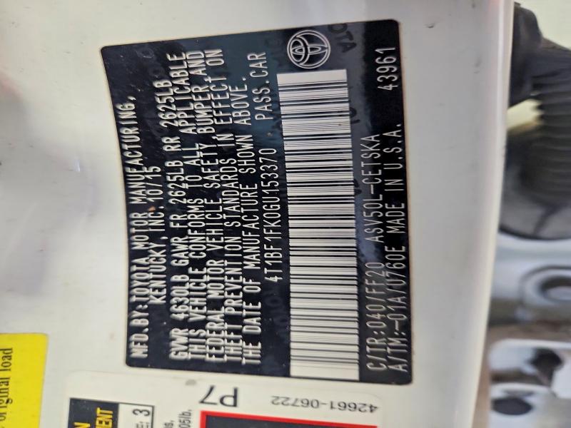 56604706 :رقم المزاد ، 4T1BF1FK0GU153370 vin ، 2016 Toyota Camry مزاد بيع