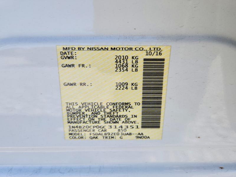 Aukcja sprzedaży 2016 Nissan Leaf, vin: 1N4BZ0CP0GC314351, numer aukcji: 57214686