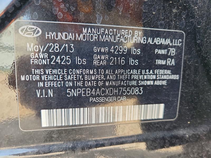 Продажа на аукционе авто 2013 Hyundai Sonata, vin: 5NPEB4ACXDH755083, номер лота: 55770746
