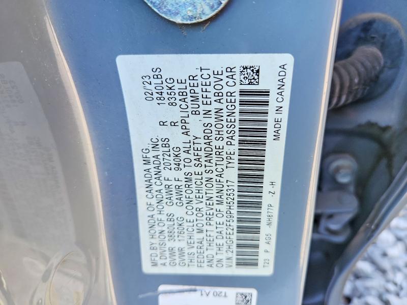 Aukcja sprzedaży 2023 Honda Civic, vin: 2HGFE2F59PH525317, numer aukcji: 56064586